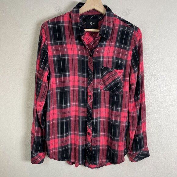 Rails Womens Small Hunter Scarlet Graphite White Plaid Button Up Shirt Flannel - Picture 1 of 8
